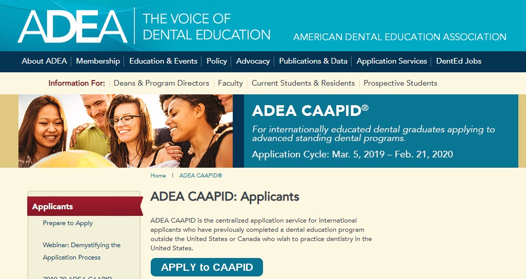 filling out your ADEA CAAPID application